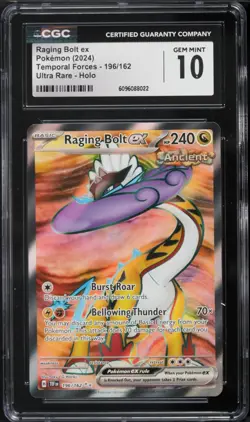 Pokemon TCG Raging Bolt EX Temporal Forces 196/162 CGC 10 GEM MINT - Image 1