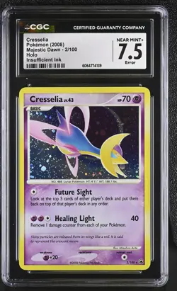 CGC 7.5 Cresselia 2008 Majestic Dawn 2/100 Holo SWIRL Pokemon Card - Image 1