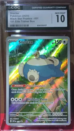 Pokemon Snorlax 051 Sv: Scarlet & Violet Promo Holo CGC 10 GEM MINT 2023 Card - Image 1