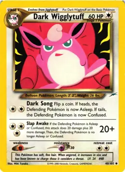 Pokemon TCG Dark Wigglytuff 40/105 Neo Destiny Regular Unlimited VLP - Image 1