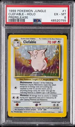 1999 POKEMON JUNGLE PRERELEASE #1 CLEFABLE-HOLO PSA 6 - Image 1