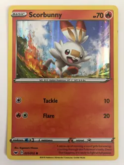 Pokemon TCG Scorbunny 031/202 (2019 Nintendo) rare holo LP - Image 1