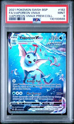 2021 POKEMON SWSH BLACK STAR PROMO #182 FULL ART/VAPOREON VMAX PSA 9 - Image 1