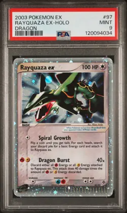 2003 POKEMON EX DRAGON #97 RAYQUAZA EX HOLO (PSA 9 MINT) NEW CERT - Image 1