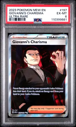 2023 POKEMON MEW EN-151 ULTRA RARE #197 GIOVANNI'S CHARISMA PSA 6 - Image 1