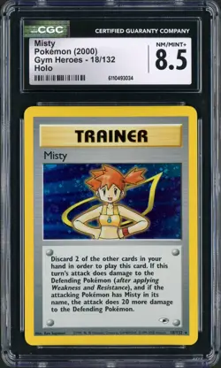 2000 Pokemon Gym Heroes Misty Trainer Holo Rare 18/132 CGC 8.5 - Image 1