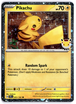 Pikachu 051/162 Pokemon Day 2026 Promo (Stamped Cosmo Holo) - Pokemon NM - Image 1