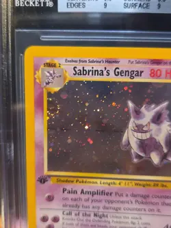 𖦹Swirl𖦹 Pokemon Sabrina's Gengar Gym Heroes 1st Edition Holo #14 BGS 9 - Image 2
