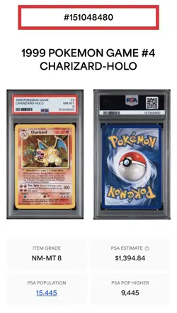 1999 POKEMON BASE SET UNLIMITED #4 CHARIZARD-HOLO PSA 8 - Image 2