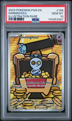 2023 POKEMON PAR EN-PARADOX RIFT ILLUSTRATION RARE #198 GIMMIGHOUL PSA 10 - Image 1