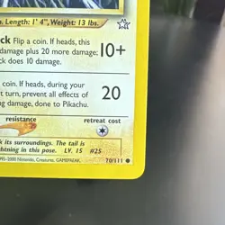 Pokemon TCG Pikachu 70/111 Pokemon Neo Genesis NM - Image 5