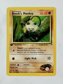 Brock's Mankey 2000 Pokemon Gym Heroes 1st Edition Common #67/132 * LP - Image 1