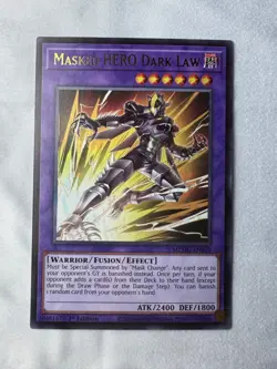 Yu-Gi-Oh! Masked HERO Dark Law MZMU-EN070 Ultra Rare Alt Art 1st Edition - Image 1