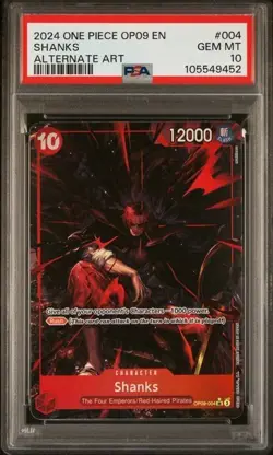 2024 ONE PIECE OP09-EMPERORS IN THE NEW WORLD #004 SHANKS ALTERNATE ART PSA 10 - Image 1