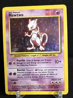 Pokemon TCG Mewtwo Base Set 10/102 Holo Unlimited 1999 Vintage Card - Image 1