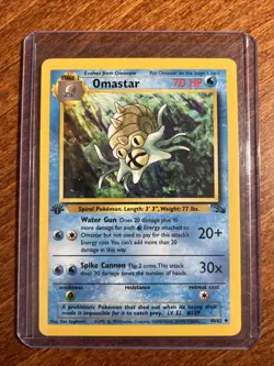 [NM] 1999 Pokemon Fossil Omastar 1st Edition #40/62 Uncommon - Image 1