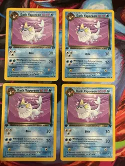 (4) 1st Edition Dark Vaporeon Vintage Lot - Pokemon 1999-2000 - Team Rocket - Image 3