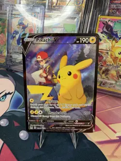 POKEMON PIKACHU V HOLO TRAINER GALLERY TG16/TG30 SWSH LOST ORIGIN LP - Image 1