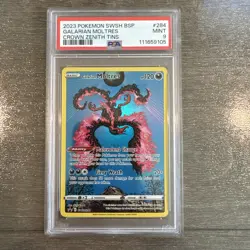 2023 Pokemon SWSH BSP Crown Zenith Tin #284 Galarian Moltres PSA 9 MINT - Image 1