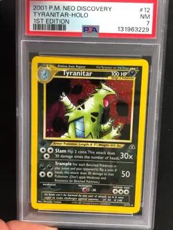 Pokemon 2001 Dark Trantiar 1st Holo + Swirl! 12/75 Neo PSA 7 - Image 1