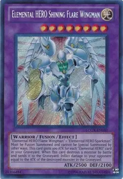 Yugioh! LP Elemental HERO Shining Flare Wingman - LCGX-EN050 - Secret Rare - Unl - Image 1