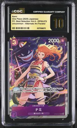 ONE PIECE PC BEST SELECTION VOL 4 JPN OP09-070 NAMI CGC 10 PRISTINE BLACK LABEL - Image 1