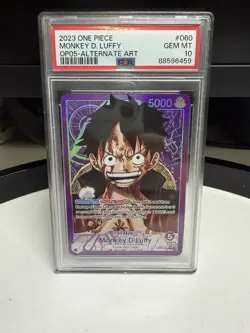 One Piece Monkey.D.Luffy OP05-060 Awakening New Era Alt Art Foil PSA 10 - Image 1