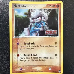 Pokemon TCG - Meditite 55/108 EX Power Keepers Stamped Holo Card - LP - Image 1