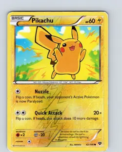 Pokemon TCG Pikachu XY Base Set 42/146 Reverse Holo Common Card Played MP - Image 1