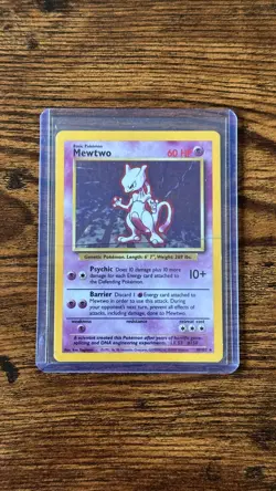 Pokemon Base Set Mewto 10/102 1999 WOTC Holo Rare English Played/Fold - Image 3