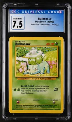 1999 Pokemon Base Set Bulbasaur CGC 7.5 - Image 1