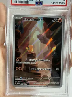 Pokemon Charmander 168 Scarlet & Violet 151 Illustration Rare PSA 8 - Image 3