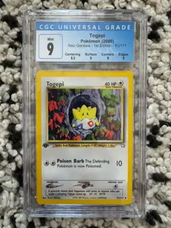 Pokemon 2000 Togepi Neo Genesis - 1st Edition 51/111 CGC 9 MINT Uncommon - Image 1