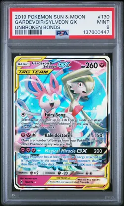 2019 POKEMON SUN & MOON UNBROKEN BONDS #130 GARDEVOIR & SYLVEON GX PSA 9 - Image 1