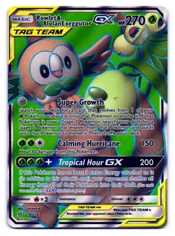 Rowlet & Alolan Exeggutor GX 214/236 Rare Ultra Unified Minds Pokemon NM - Image 1