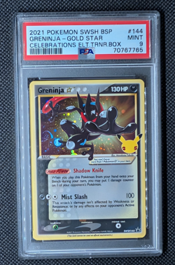 SWIRL Greninja Gold Star SWSH144 PSA 9 Celebrations Promo Pokemon TCG - Image 1