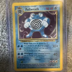Pokemon Poliwrath 15/130 Base Set 2 Holo Rare 90 HP English Card - Image 1