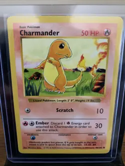 Pokemon TCG Base Set Charmander Card 046/102 Shadowless MP Condition - Image 1