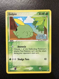 Pokemon Card - Gulpin Crystal Guardians 33/100 Uncommon Reverse Holo Stamped LP - Image 1