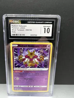🔥🔥CGC 10 GEM MINT Radiant Alakazam Silver Tempest Holo Pokemon 2022 059/195🔥 - Image 1