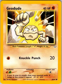 Geodude 44/64 Neo Revelation Pokemon NM Unlimited - Image 1