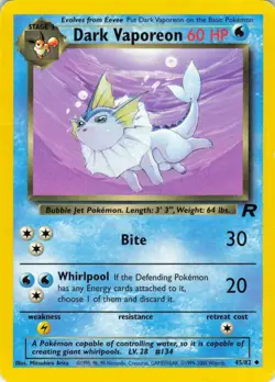Dark Vaporeon - 44/82 Team Rocket - WOTC Unlimited - Pokemon TCG - 2000 - Image 1