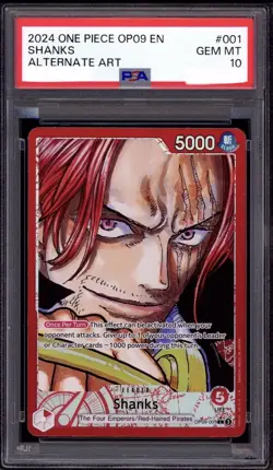 2024 ONE PIECE OP09-EMPERORS IN THE NEW WORLD #001 SHANKS ALTERNATE ART PSA 10 - Image 1