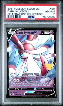 2021 POKEMON SWSH BLACK STAR PROMO CELEBRATIONS COLL #134 DARK SYLVEON V PSA 10 - Image 1