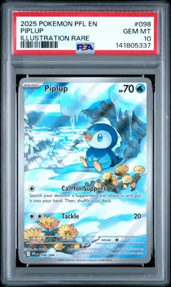 2025 POKEMON PFL EN-PHANTASMAL FLAMES ILLUSTRATION RARE #098 PIPLUP PSA 10 - Image 1