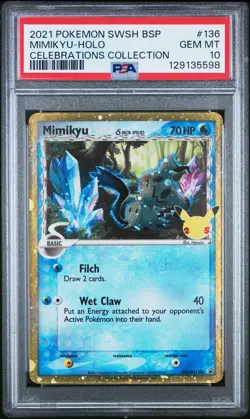 2021 POKEMON SWSH BLACK STAR PROMO CELEBRATIONS COLL #136 MIMIKYU-HOLO PSA 10 - Image 1