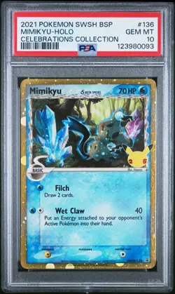 2021 POKEMON SWSH BLACK STAR PROMO CELEBRATIONS COLL #136 MIMIKYU-HOLO PSA 10 - Image 1