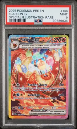 2025 POKEMON PRE EN-PRISMATIC EVOLUTIONS #146 FLAREON EX PSA 9 - Image 1