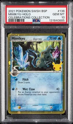 2021 POKEMON SWSH BLACK STAR PROMO CELEBRATIONS COLL #136 MIMIKYU-HOLO PSA 10 - Image 1