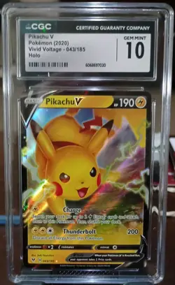 Pikachu V 2020 Pokemon CGC 10 Vivid Voltage Holo 43/185 Graded 190 Hp Thundebolt - Image 1